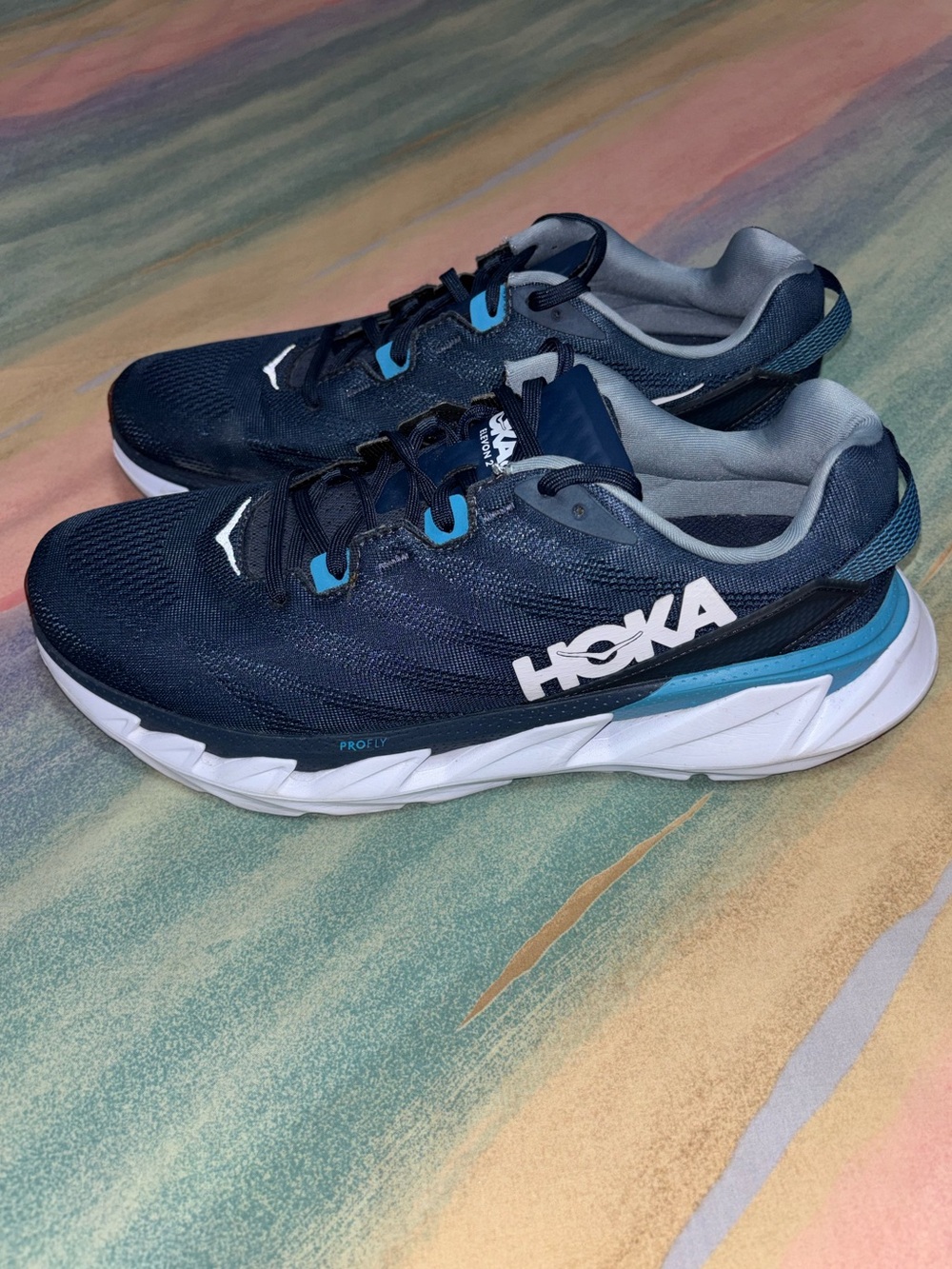 Hoka One One Mens Elevon 2 Running Shoes size 12 Blue Walking Sneakers shoes
